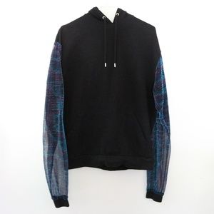 ASOS Black Hoodie with Multicolor Mesh Sleeves